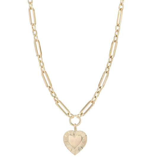 Large Multi Link Chain & Heart Pendant Necklace by Eklexic