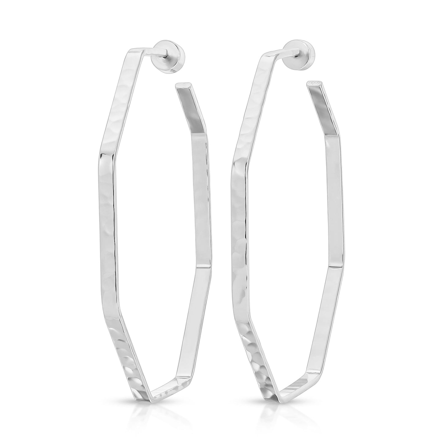 LARGE HAMMERED OCTAGON SHAPED HOOPS by Eklexic