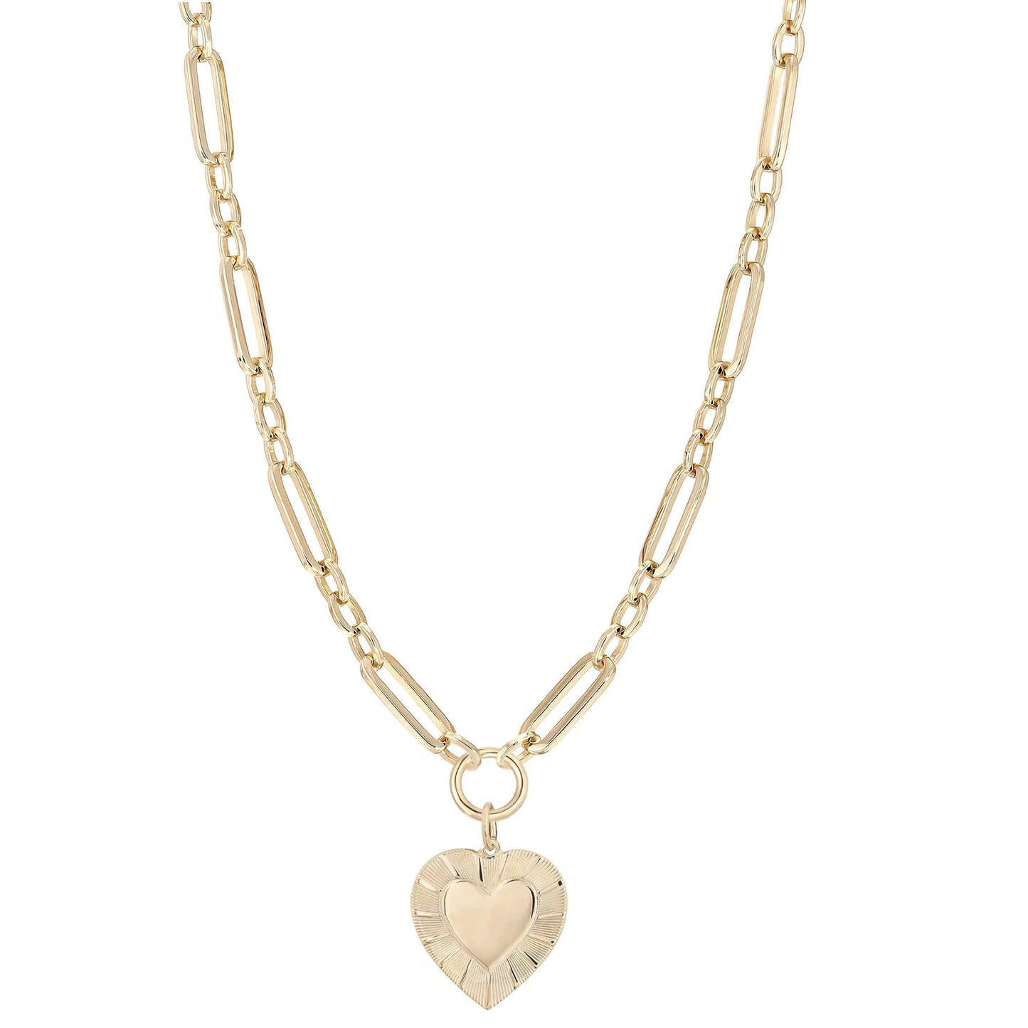 Large Multi Link Chain & Heart Pendant Necklace by Eklexic