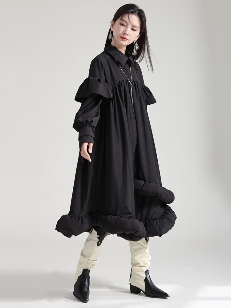 Plufey Long Sleeve Puff Dress - Black