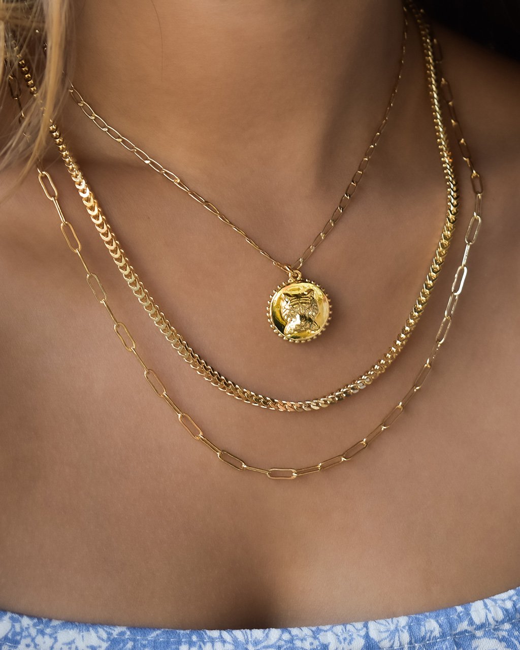 Layered Chains With Tiger Charm by Sterling Forever