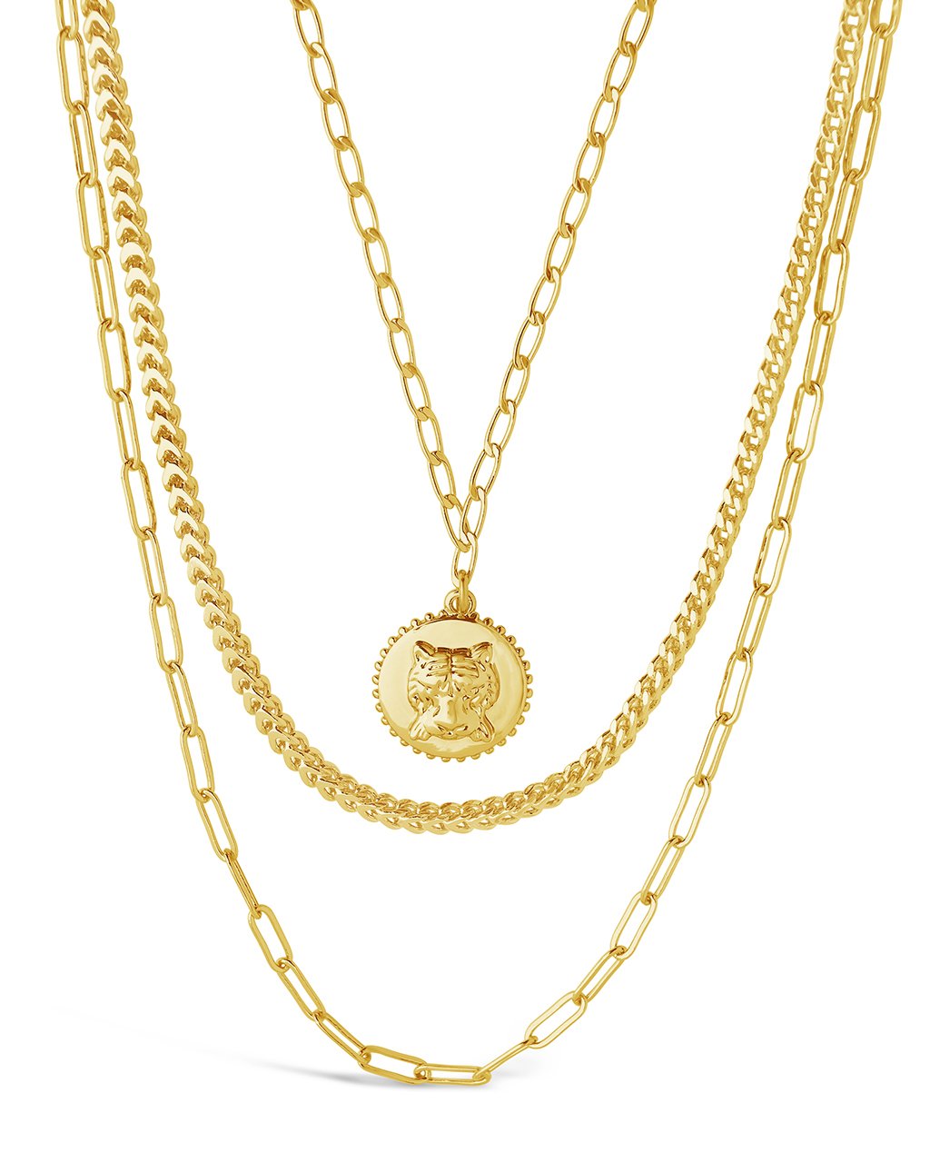 Layered Chains With Tiger Charm by Sterling Forever